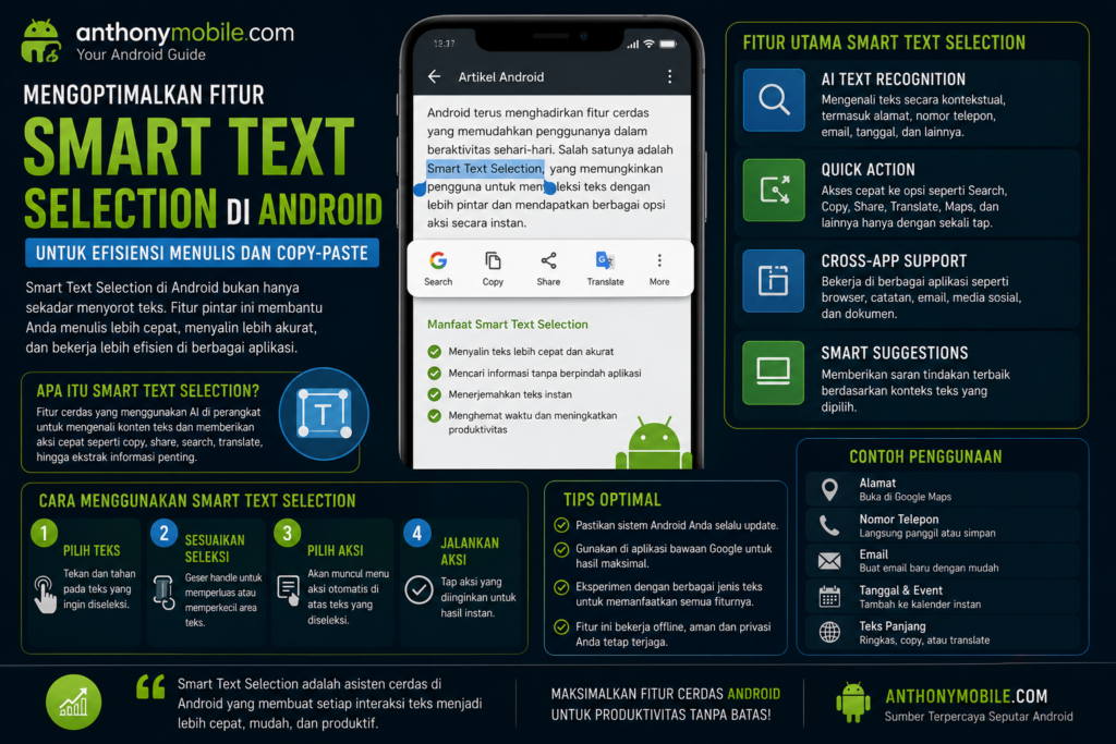 Mengoptimalkan Fitur Smart Text Selection di Android untuk Efisiensi Menulis dan Copy-Paste