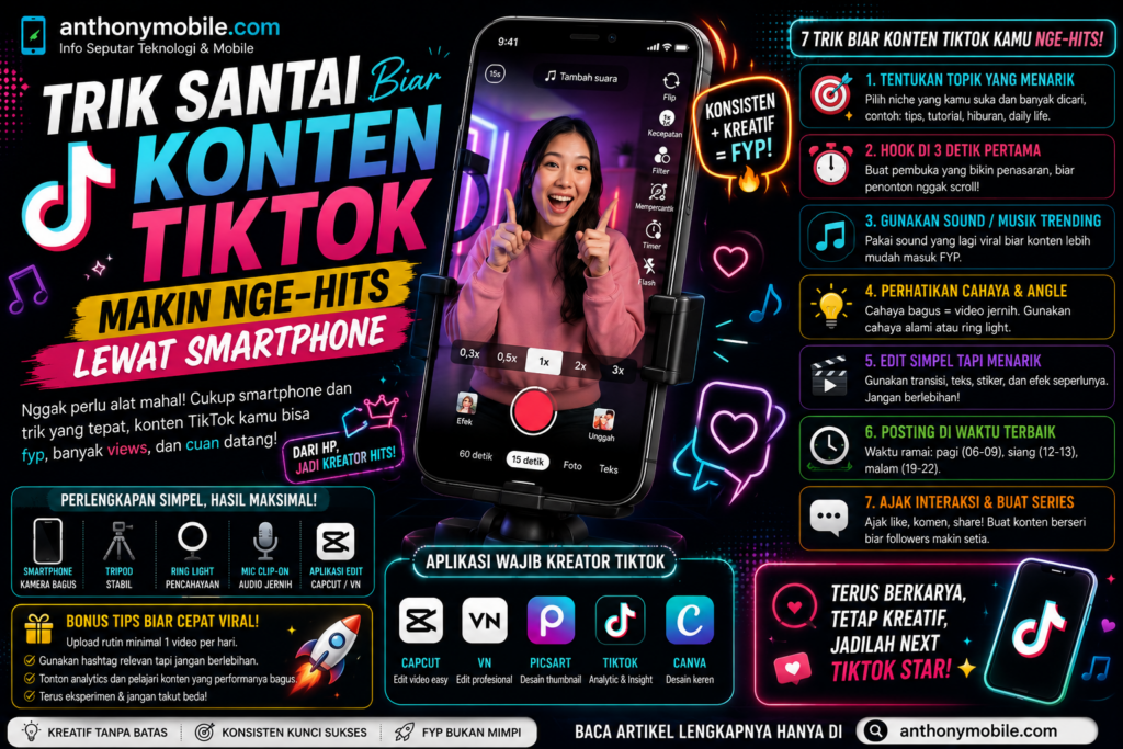 Trik Santai Biar Konten TikTok Makin Nge-Hits Lewat Smartphone