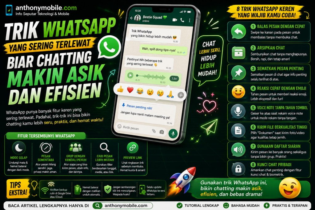 Trik WhatsApp yang Sering Terlewat Biar Chatting Makin Asik dan Efisien