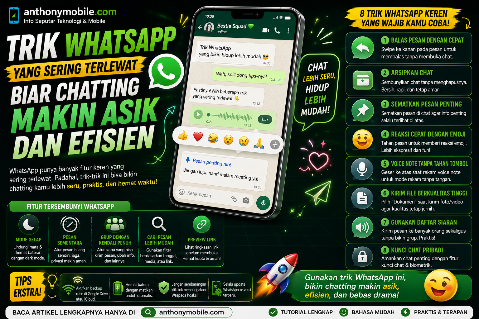 Trik WhatsApp yang Sering Terlewat Biar Chatting Makin Asik dan Efisien